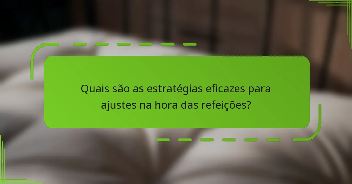 Quais são as estratégias eficazes para ajustes na hora das refeições?